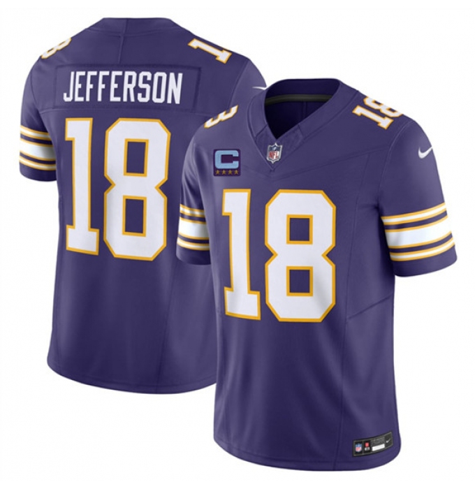 Men's Minnesota Vikings #18 Justin Jefferson Purple 2026 F.U.S.E. Throwback With 4-Star C Vapor Untouchable Limited Football Stitched Jersey