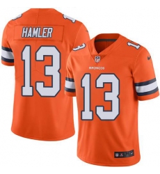 Youth Denver Broncos #13 KJ Hamler Orange Stitched Limited Rush Jersey