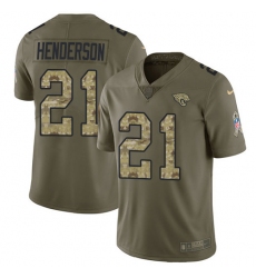 Men's Jacksonville Jaguars #21 C.J. Henderson Olive Camo Stitched Limited 2017 Salute To Service Jersey