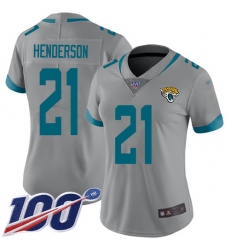 Women's Jacksonville Jaguars #21 C.J. Henderson Silver Stitched Limited Inverted Legend 100th Season Jersey