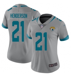 Women's Jacksonville Jaguars #21 C.J. Henderson Silver Stitched Limited Inverted Legend Jersey