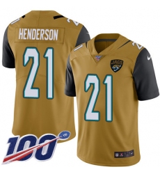 Youth Jacksonville Jaguars #21 C.J. Henderson Gold Stitched Limited Rush 100th Season Jersey