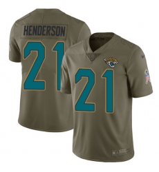 Youth Jacksonville Jaguars #21 C.J. Henderson Olive Stitched Limited 2017 Salute To Service Jersey