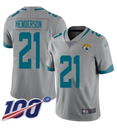 Youth Jacksonville Jaguars #21 C.J. Henderson Silver Stitched Limited Inverted Legend 100th Season Jersey