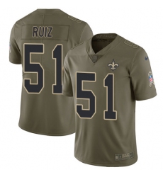 Youth New Orleans Saints #51 Cesar Ruiz Olive Stitched NFL Limited 2017 Salute To Service Jersey