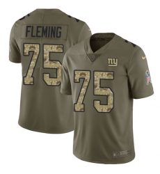 Nike New York Giants #75 Cameron Fleming Olive Camo Men's Stitched NFL Limited 2017 Salute To Service Jersey