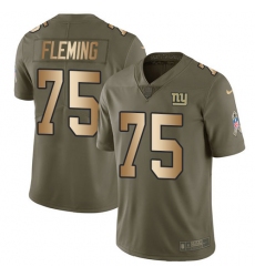 Youth New York Giants #75 Cameron Fleming Olive Gold Stitched Limited 2017 Salute To Service Jersey