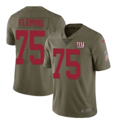 Youth New York Giants #75 Cameron Fleming Olive Stitched Limited 2017 Salute To Service Jersey