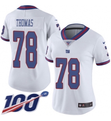 Women's New York Giants #78 Andrew Thomas White Stitched NFL Limited Rush 100th Season Jersey