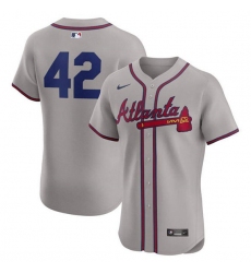 Men's Atlanta Braves #42 Jackie Robinson Gray Flex Base Stitched Jersey