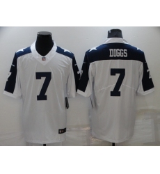 Men's Dallas Cowboys #7 Trevon Diggs White Thanksgiving Throwback Limited Jersey
