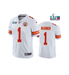 Men's Kansas City Chiefs #1 Jerick McKinnon White Super Bowl LVII Patch Vapor Untouchable Limited Stitched Jersey