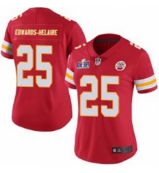 Women's Kansas City Chiefs #25 Clyde Edwards Helaire Red 2023 F U S E Vapor Untouchable Limited Stitched 2024 Super Bowl LVIII Jersey