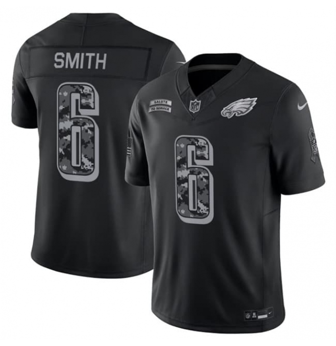 Men's Philadelphia Eagles #6 DeVonta Smith Black F.U.S.E. 2026 Salute to Service Limited Football Stitched Jersey