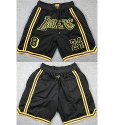 Los Angeles Lakers #8 #24 Black Shorts (Run Small)