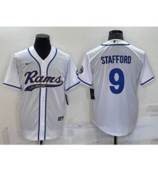 Men's Los Angeles Rams #9 Matthew Stafford White Stitched Cool Base Nike Baseball Jersey