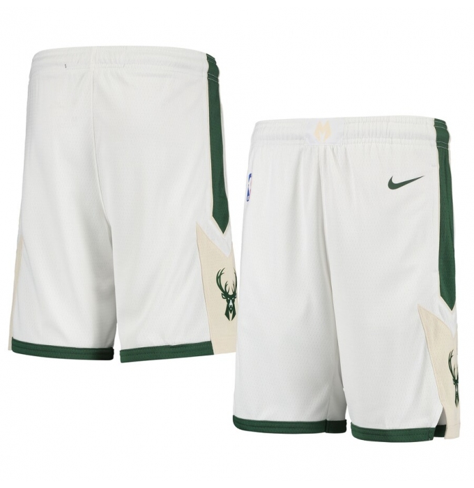 Men's Milwaukee Bucks White NBA Shorts (Run Smaller)