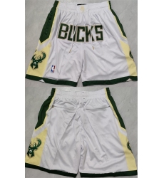 Men's Milwaukee Bucks White Shorts (Run Small)
