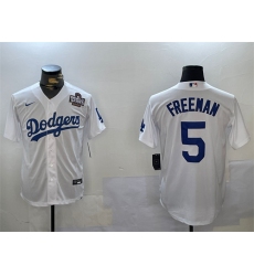 Men's Los Angeles Dodgers #5 Freddie Freeman White 2024 World Series Cool Base Stitched Baseball Jersey