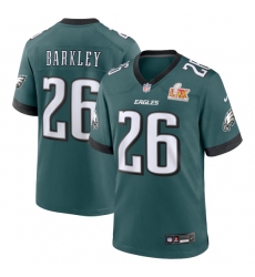 Men's Philadelphia Eagles #26 Saquon Barkley Nike Midnight Green Super Bowl LIX Game Player Jersey