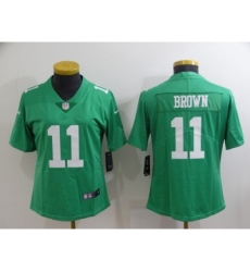 Women's Philadelphia Eagles #11 A. J. Brown Green Vapor Untouchable Limited Stitched Football Jersey(Run Small)