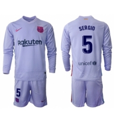Men 2021-2022 Club Barcelona Second away purple Long Sleeve 5 Soccer Jersey
