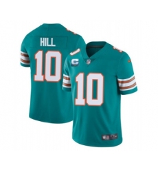 Men's Miami Dolphins 2022 #10 Tyreek Hill Aqua With 2-star C Patch Rush Color Stitched Football Jerse