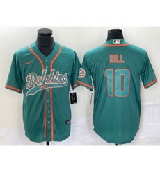 Men's Nike Miami Dolphins #10 Tyreek Hill Aqua Cool Base Stitched Baseball Jersey