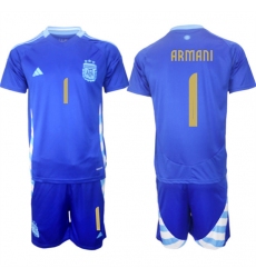 Men's Argentina #1 Franco Armani Blue 2024-25 Away SoccerJersey Suit