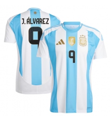 Men's Argentina #9 Julián álvarez 2024 White Home Soccer Jersey