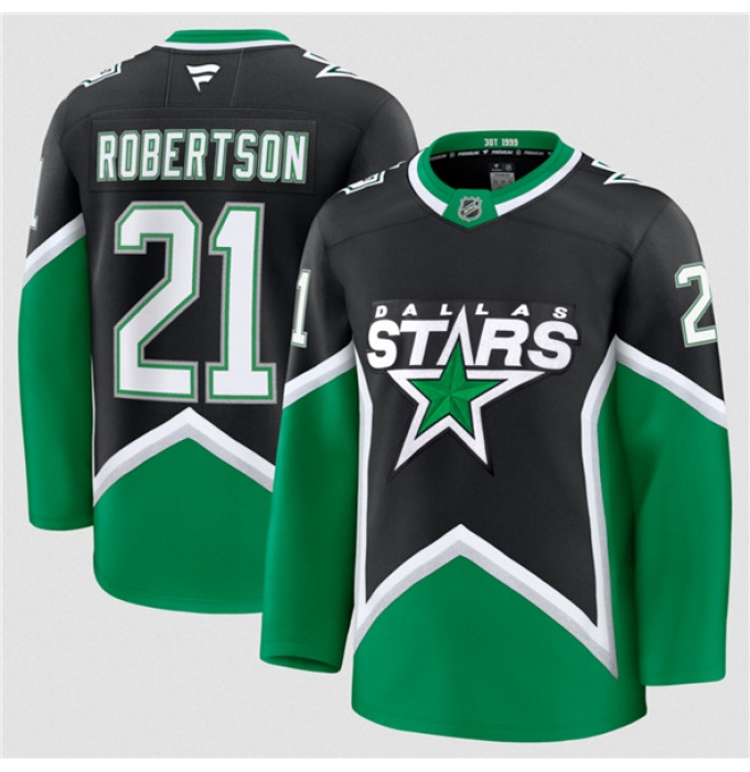 Men's Dallas Stars #21 Jason Robertson Black 2025-26 Alternate Stitched Hockey Jersey