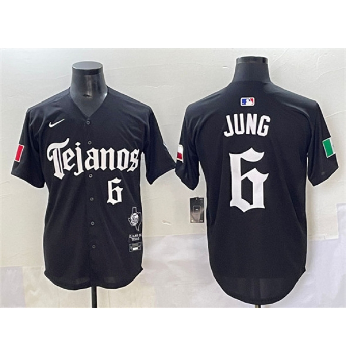 Men's Texas Rangers #6 Josh Jung Black Mexico 2025 Vapor Premier Limited Stitched Baseball Jersey
