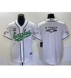 Men's Nike Philadelphia Eagles White Team Big Logo With C Cool Base Stitched Baseball Jersey