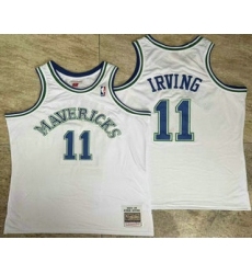 Men's Dallas Mavericks #11 Kyrie Irving White AU Throwback Jersey
