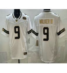 Men's Seattle Seahawks #9 Kenneth Walker III White Gold FUSE 50th Season Vapor Limited Stitched Jersey