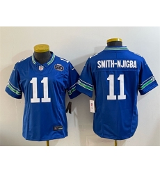 Youth Seattle Seahawks #11 Jaxon Smith-Njigba Royal 2025 F.U.S.E 50th Anniversary Throwback Vapor Limited Stitched Football Jersey