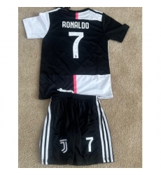 Juventus Chris Ronaldo #7 Black White Split Soccer Jersey