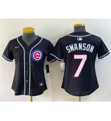Women's Chicago Cubs #7 Dansby Swanson 2026 Fashion Replica Black Out Stitched Baseball Jersey(Run Small)