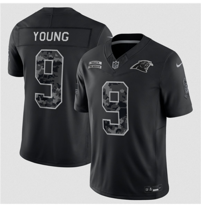 Men's Carolina Panthers #9 Bryce Young Black F.U.S.E. 2026 Salute to Service Limited Football Stitched Jersey