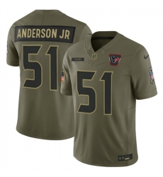 Men's Houston Texans #51 Will Anderson Jr. Olive 2025 F.U.S.E. Salute to Service Limited Football Stitched Jersey