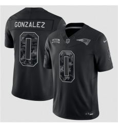 Men's New England Patriots #0 Christian Gonzalez Black 2026 Salute to Service Limited Football Stitched Jersey