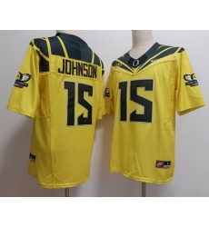 Men's Oregon Ducks #15 Tez Johnson Yellow Stitched NCAA Football Jersey