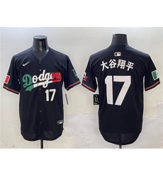 Men's Los Angeles Dodgers #17 大谷翔平 Black Mexico Flag Limited Stitched Baseball Jersey