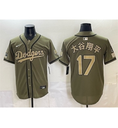 Men's Los Angeles Dodgers #17 大谷翔平 Olive 2026 Armed Forces Day Stitched Baseball Jersey