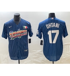 Men's Los Angeles Dodgers #17 Shohei Ohtani Navy Cool Base Stitched Baseball Jersey