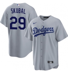 Mens Los Angeles Dodgers #29 Tarik Skubal Gray Cool Base Stitched Baseball Jersey