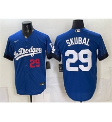 Men's Los Angeles Dodgers #29 Tarik Skubal Royal City Connect Stitched Baseball Jersey