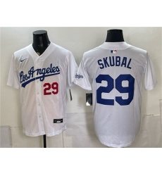 Men's Los Angeles Dodgers #29 Tarik Skubal White Alternate Stadium Stitched Baseball Jersey