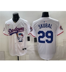 Men's Los Angeles Dodgers #29 Tarik Skubal White Hello Kitty Night 2025 World Series Champions Limited Stitched Baseball Jersey
