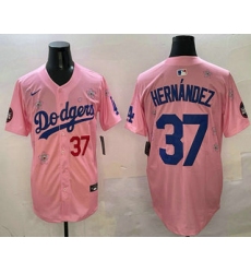 Men's Los Angeles Dodgers #37 Teoscar Hernandez Pink 2025 Tokyo Series Limited Jersey